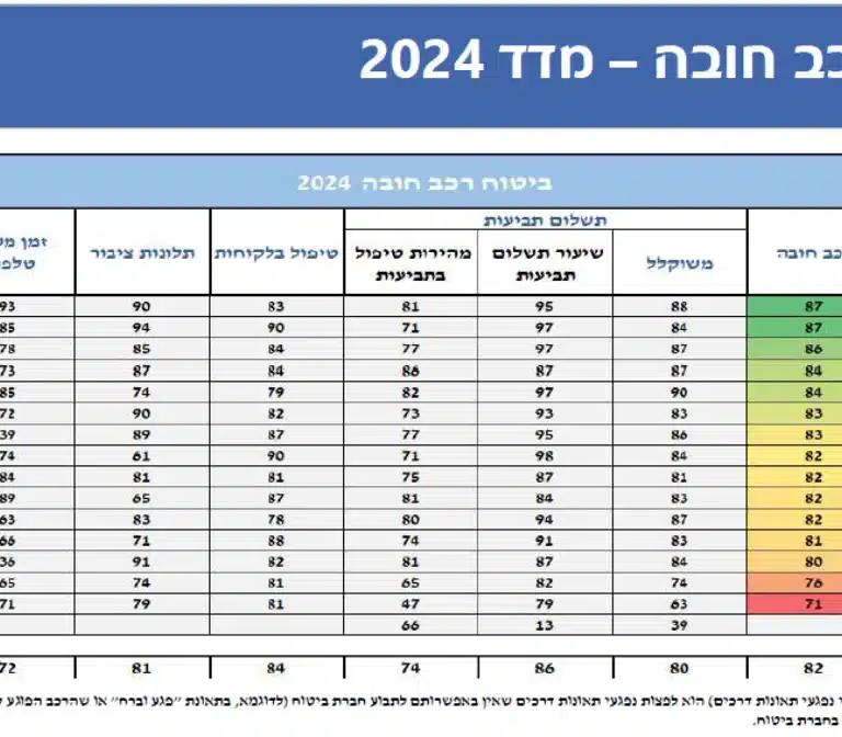 מדדי שירות ביטוח רכב